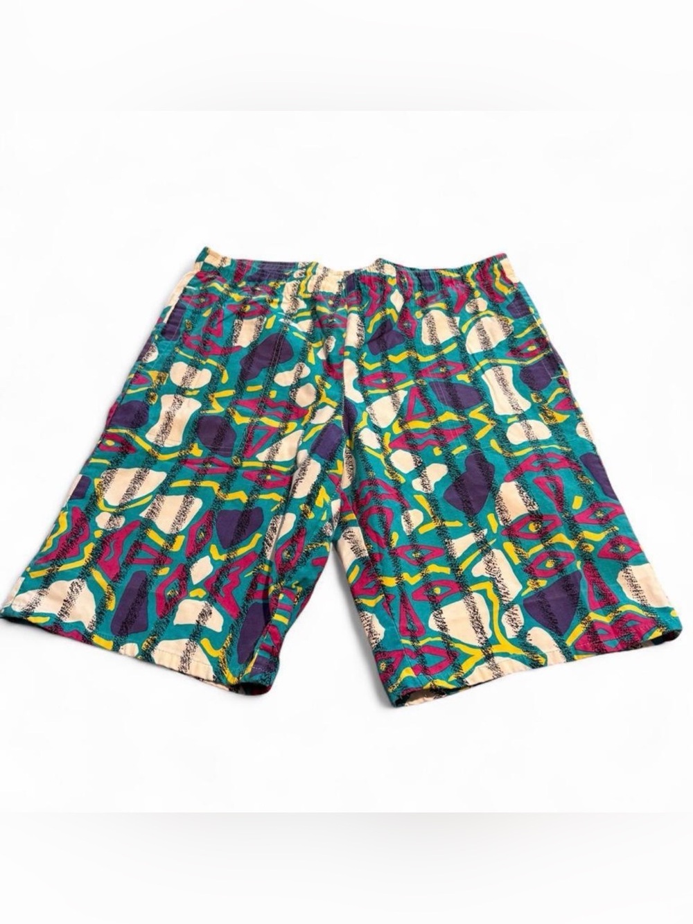 Vintage 90’s Men's Multicolor Patterned Casual Shorts made in the USA